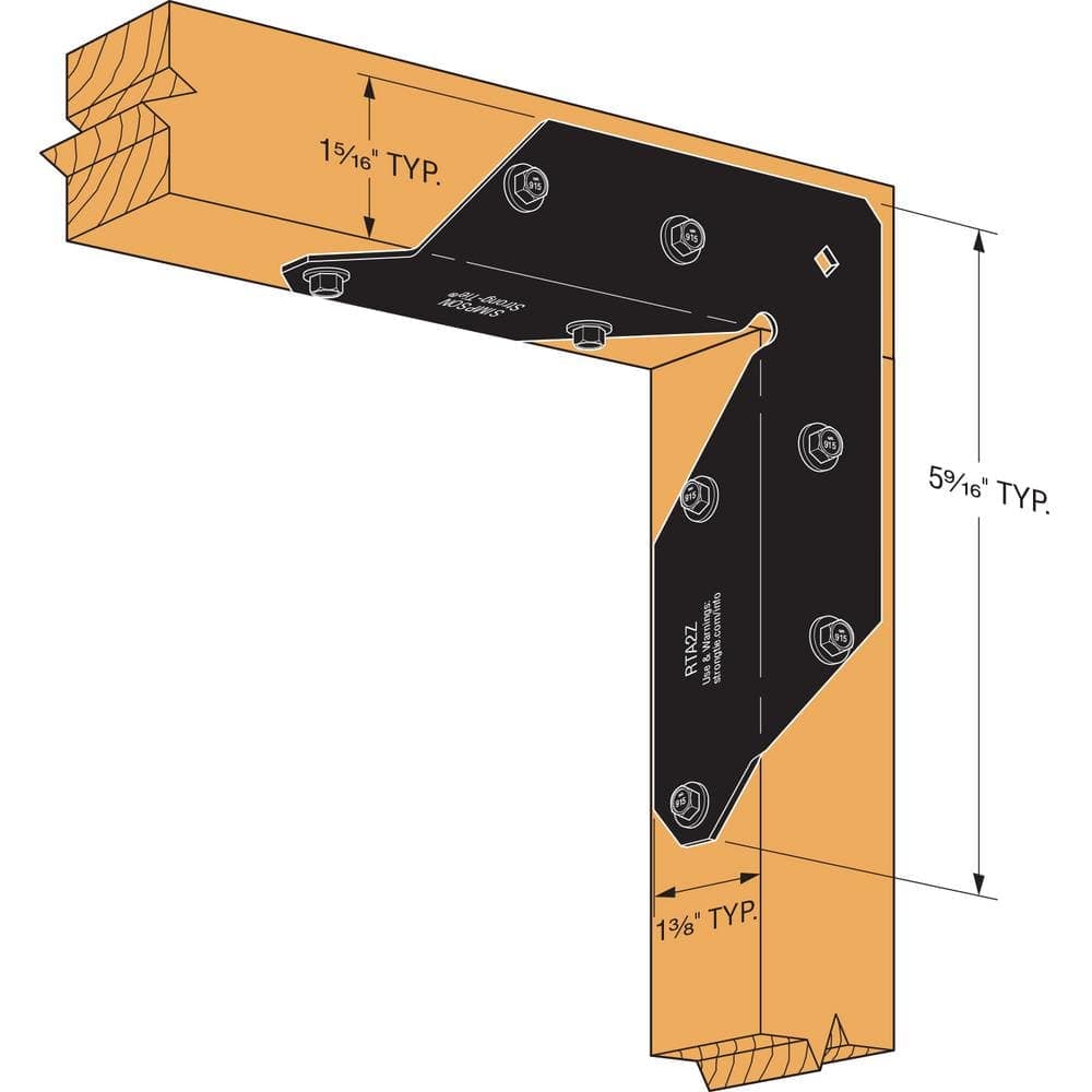 Simpson Strong-Tie Outdoor Accents ZMAX, Black Powder-Coated Rigid Tie Angle for 2 x 2 Joist/Post (2)