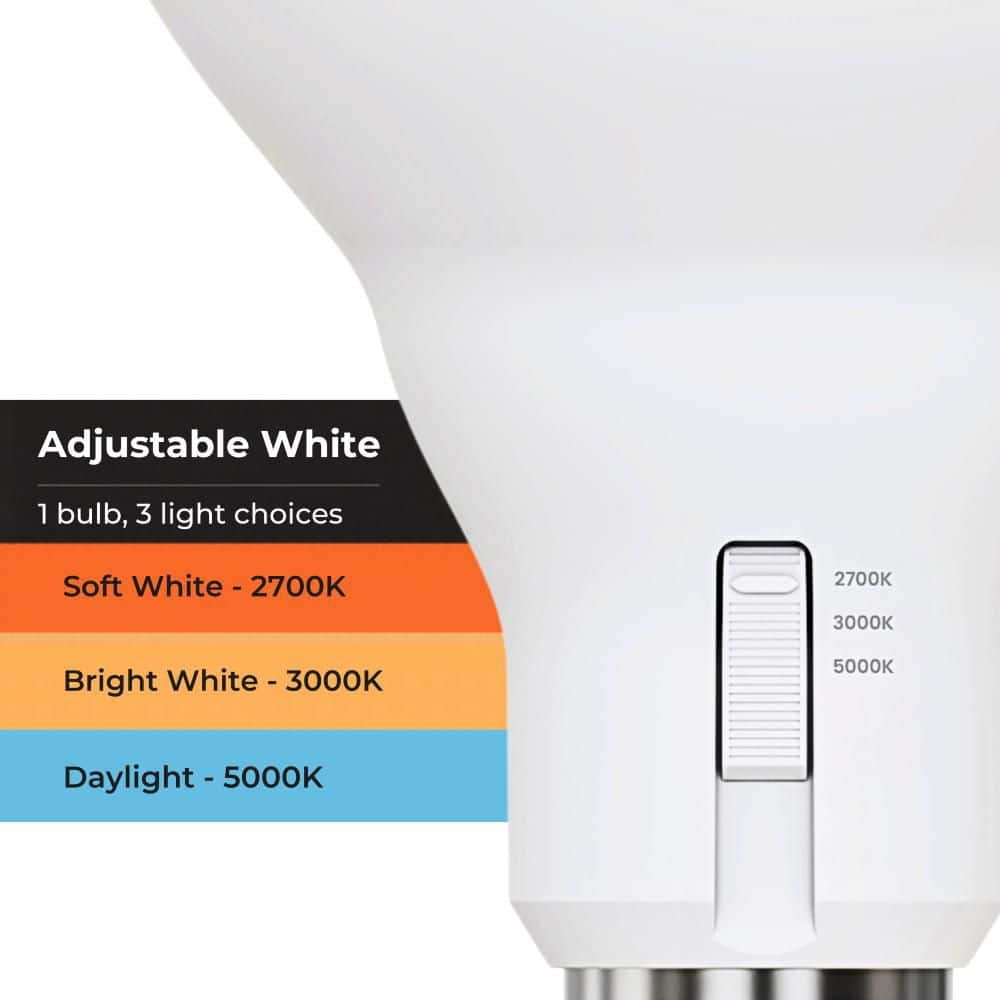 Feit Electric 65-Watt Equivalence BR30 Dimmable 90 CRI E26 LED Light Bulb Selectable Color temperature (2700K/3000K/5000K) 12-Pack (3)
