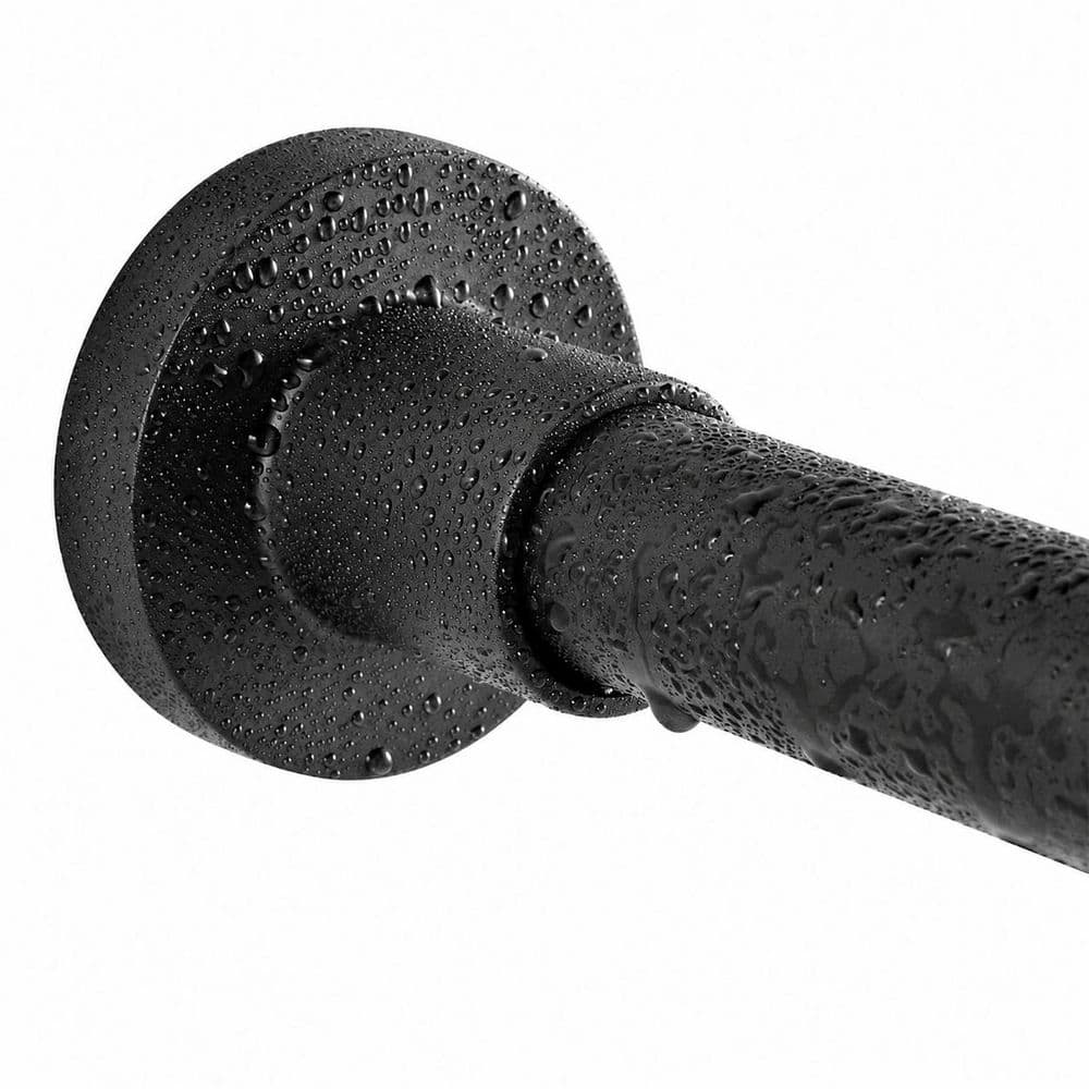 KHKFY No-Drill Tension Shower Curtain Rod Stainless Steel Non-Fall 30 lb Adjustable 43 to 73 in Matte Black (1)