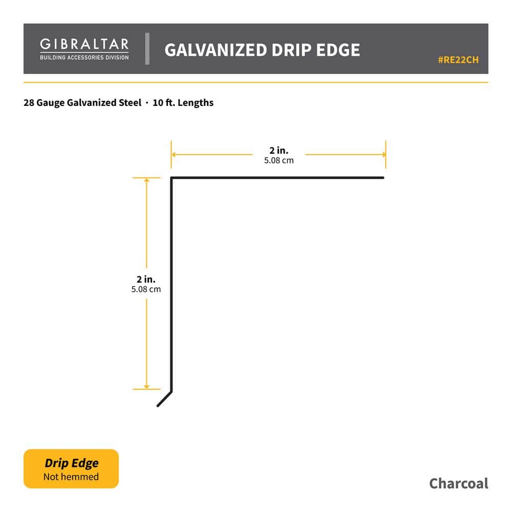 Gibraltar Building Products 2 in. x 2 in. x 10 ft. Galvanized Steel Roof Edge Flashing Charcoal (3)