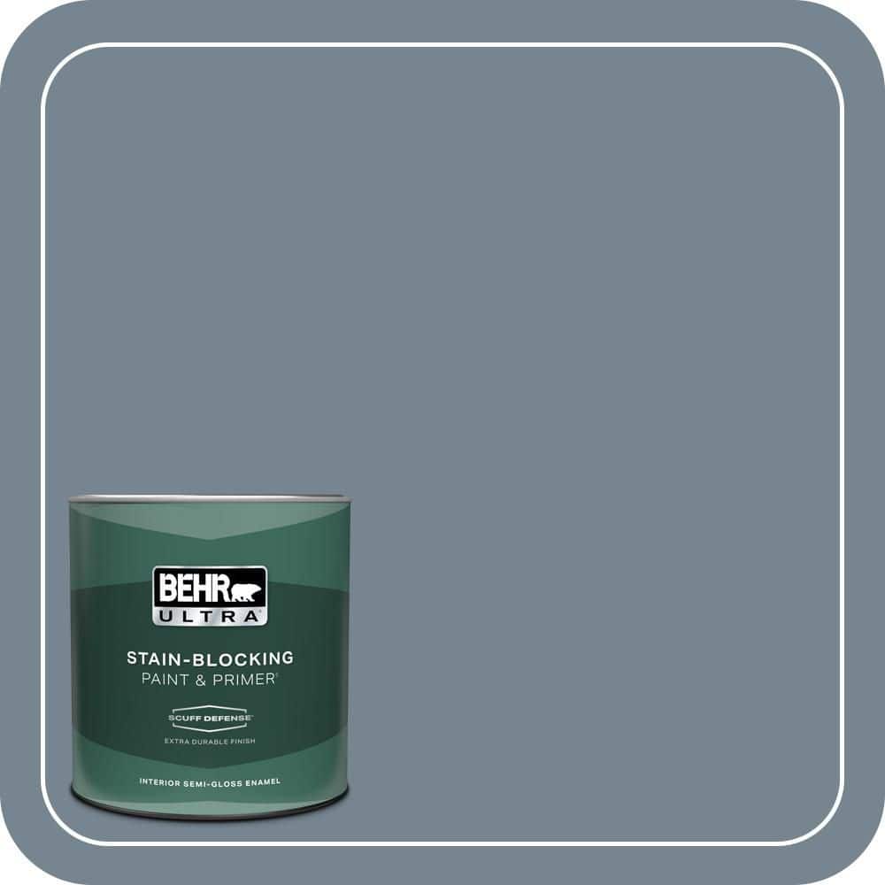 BEHR ULTRA 1 qt. #PPU14-05 Forever Denim Extra Durable Semi-Gloss Enamel Interior Paint & Primer