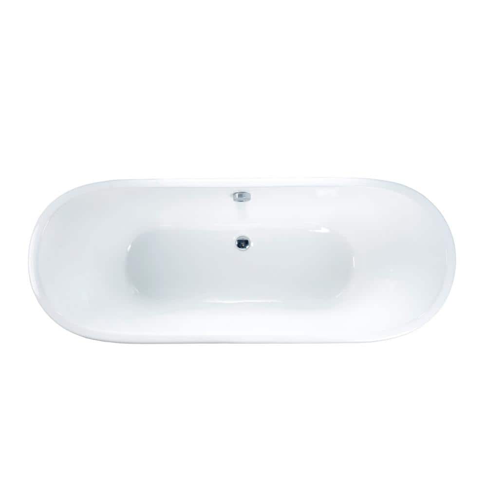 Barclay Products Wakely Extra Wide 67.325 in. Cast Iron Double Roll Top Flatbottom Non-Whirlpool Bathtub in White (3)