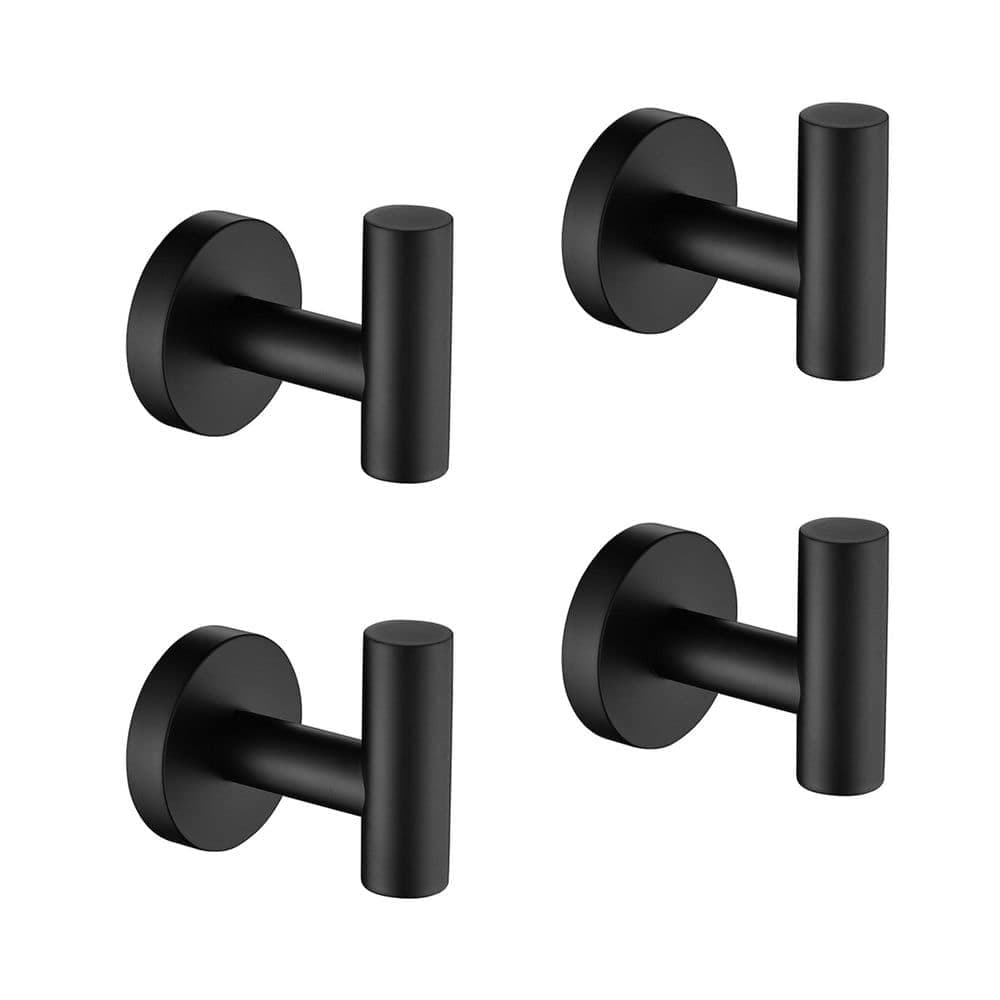 Buruis Square J-Hook Robe/Towel Hook Matte Black, Designed for Bathroom, Bedroom and Kitchen