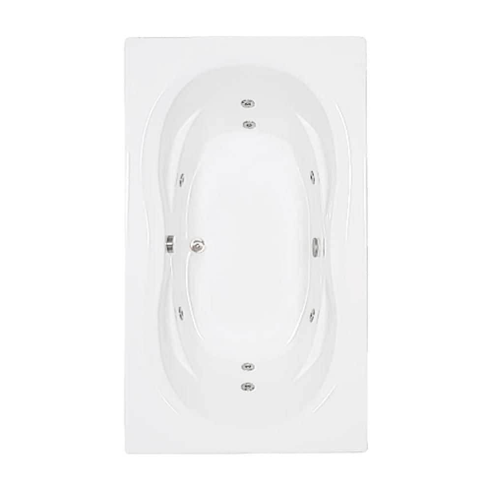 Comfortflo 72 in. x 42 in. Acrylic Rectangular Drop-in Whirlpool Bathtub with Center Drain in White (1)