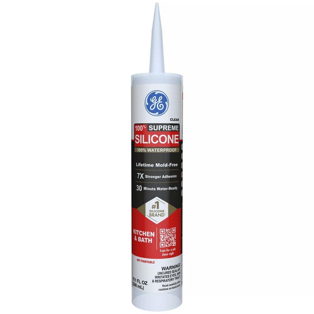 GE Supreme Silicone Caulk 10.1 oz Kitchen and Bath Sealant Clear (2)