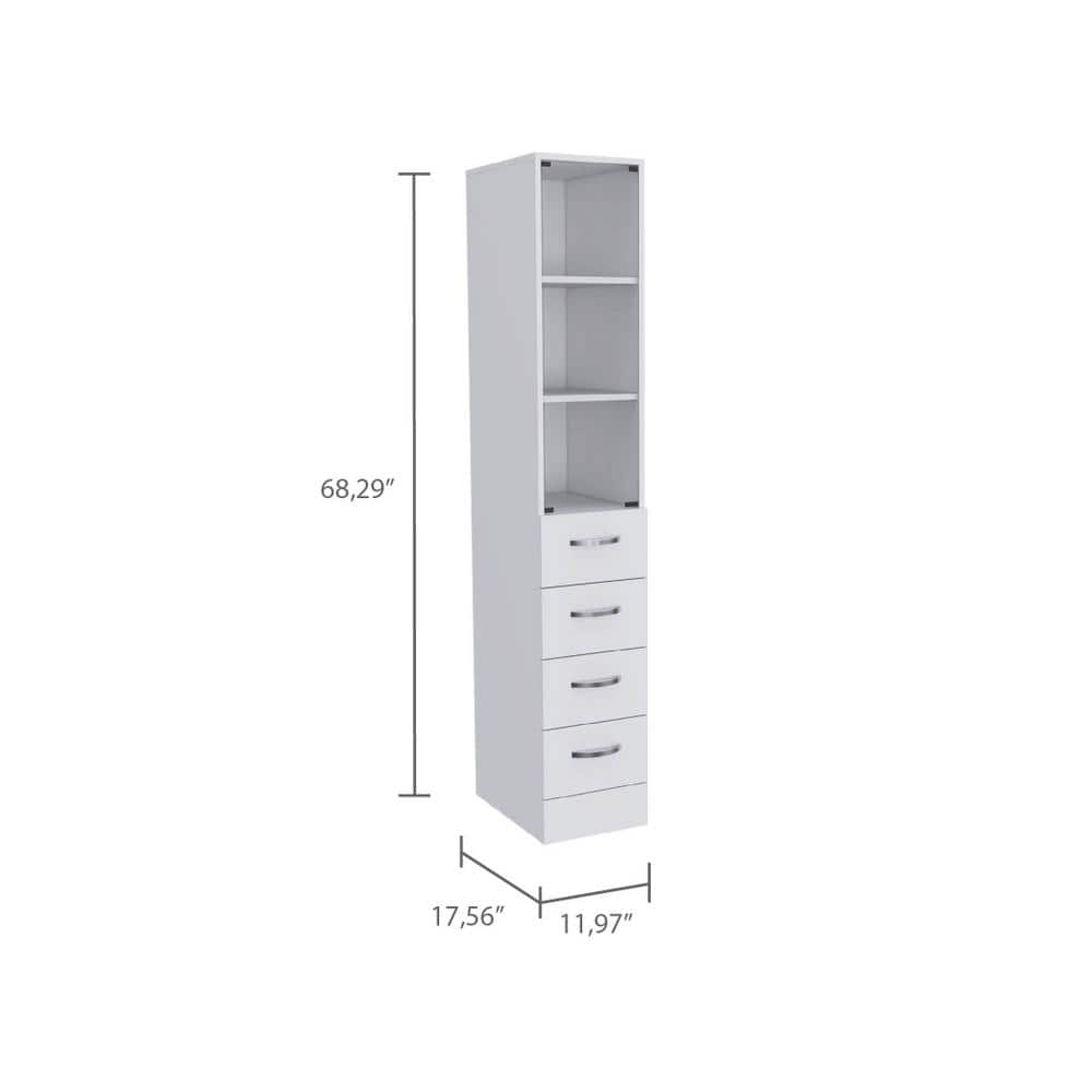 Tahanbath 11.97 in. W x 17.56 in. D x 68.29 in. H Bathroom Storage Wall Cabinet in White (2)