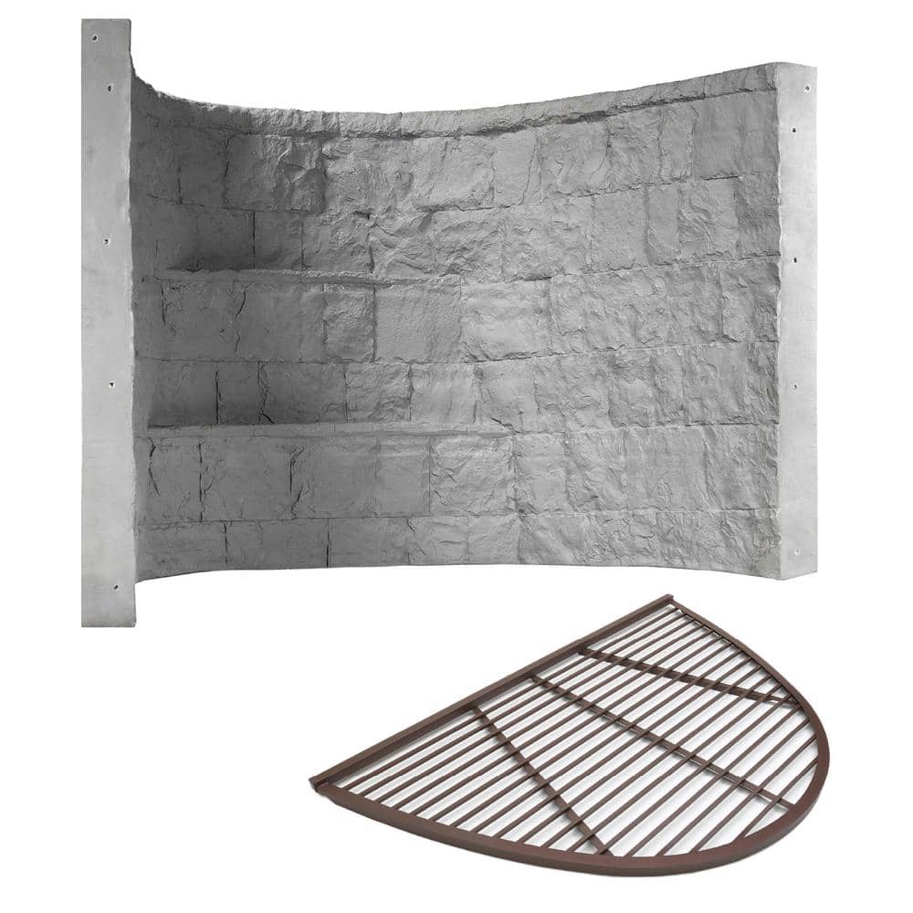 SHAPE PRODUCTS Rockwell 66 in. x 44 in. x 48 in. Gray Composite Window Well with Aluminum Bar Grate
