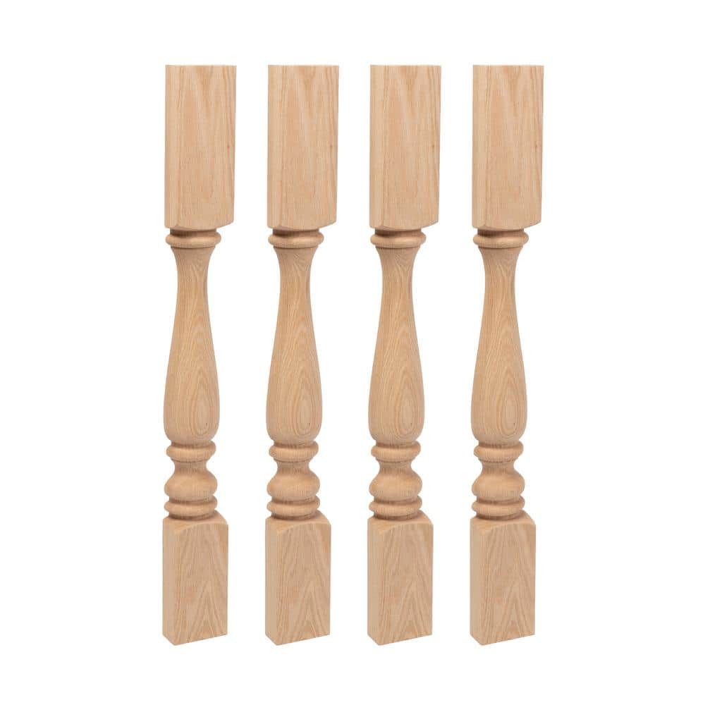 American Pro Decor 35.25 in. x 3.75 in. Unfinished Solid North American Red Oak Plain Half Round Kitchen Island Leg (4-Pack) (1)