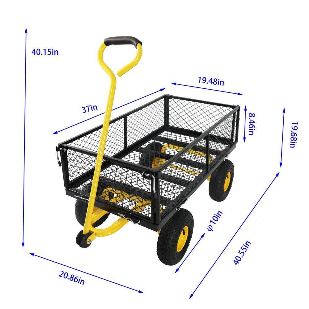 Laybus Black and Yellow Drywall Cart, Wagon Cart Garden Cart Trucks Make It Easier To Transport Firewood 660 lbs. Load Capacity (2)