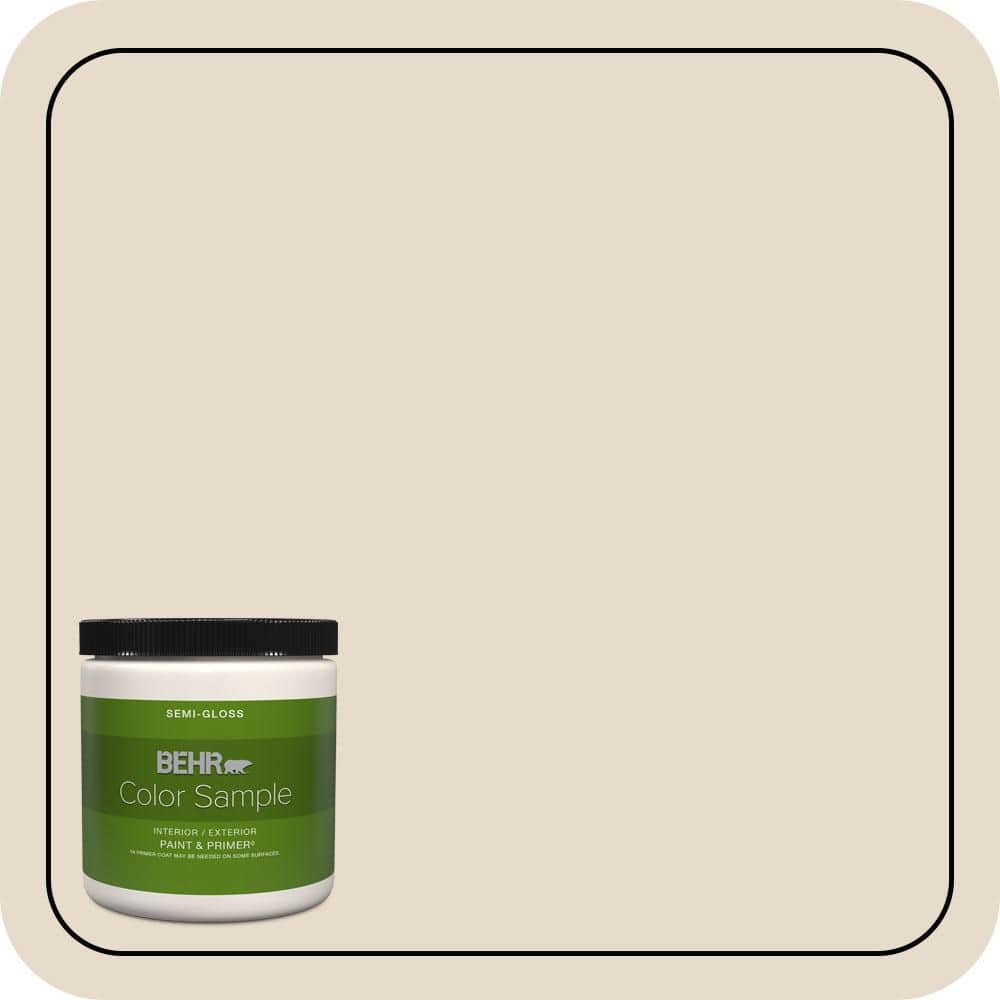 BEHR PREMIUM PLUS 8 oz. #N240-1 Cascade Beige Semi-Gloss Interior/Exterior Paint & Primer Color Sample