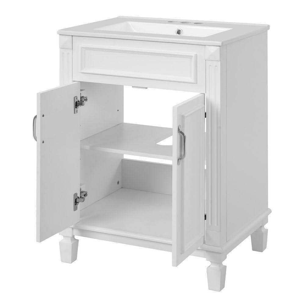 COWLOWN 24 in. W x 18.4 in. D x 33.8 in. H Bathroom White Linen Cabinet (1)