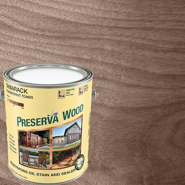 Preserva Wood 1 gal. Oil-Based Tamarack Brown Penetrating Exterior Stain and Sealer (2)