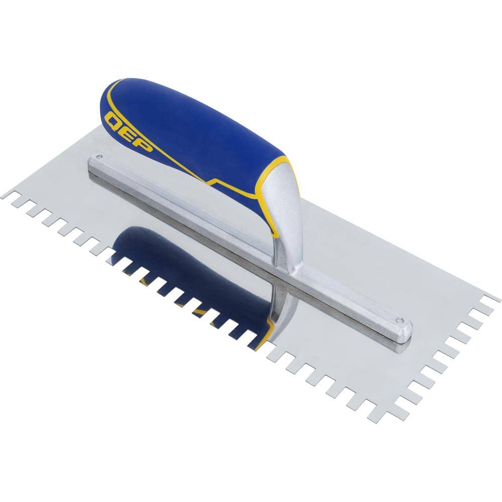 QEP 1/4 in. x 3/8 in. x 1/4 in. Comfort Grip Stainless Steel Square-Notch Flooring Trowel (2)