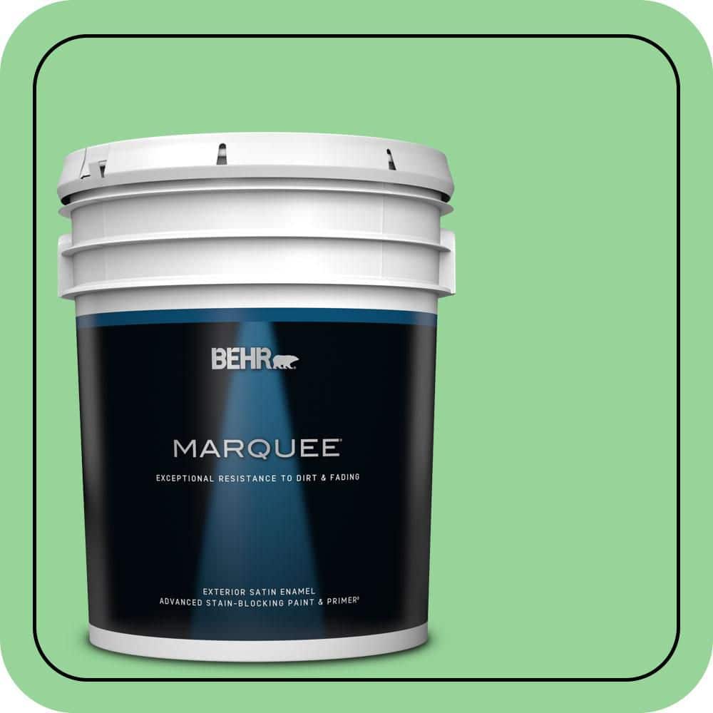 BEHR MARQUEE 5 gal. #P390-4 Young Green Satin Enamel Exterior Paint & Primer