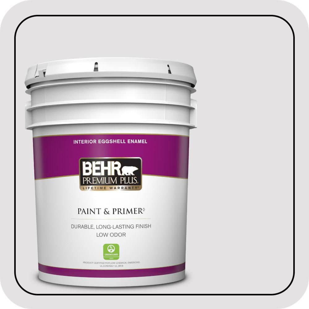 BEHR PREMIUM PLUS 5 gal. #PR-W02 Early Crocus Eggshell Enamel Low Odor Interior Paint & Primer