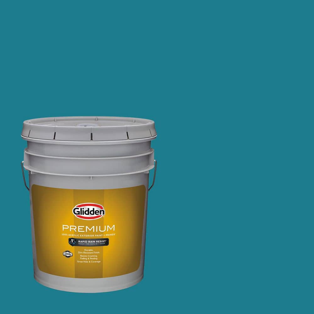 Glidden Premium 5 gal. Bermuda PPG1150-6 Flat Exterior Latex Paint