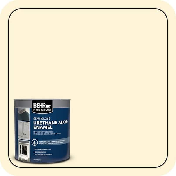 BEHR PREMIUM 1 qt. #390A-2 Pina Colada Semi-Gloss Enamel Urethane Alkyd Interior/Exterior Paint (2)