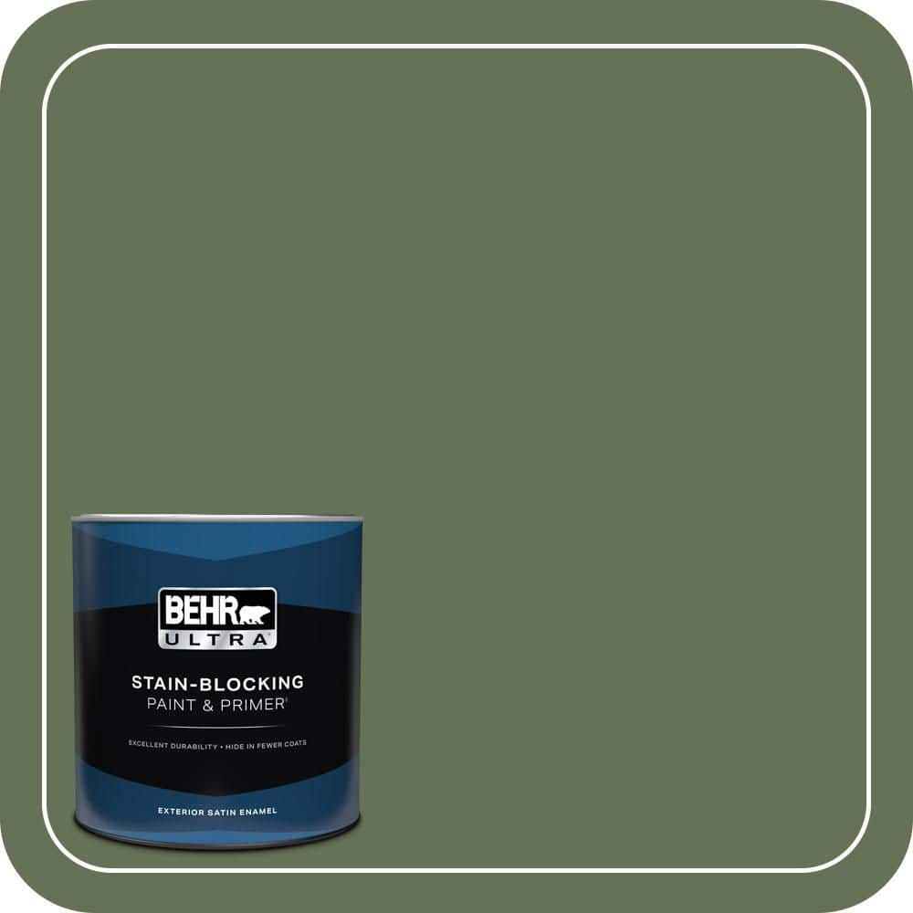 BEHR ULTRA 1 qt. #PMD-46 French Tarragon Satin Enamel Exterior Paint & Primer