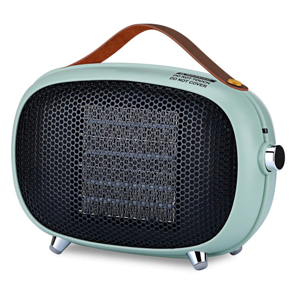 Unbranded 800W Green Indoor Electric Mini Retro Heater Ceramic Heating Space Heater w Overheat Tip-Over Protection Quiet 3-Modes (1)