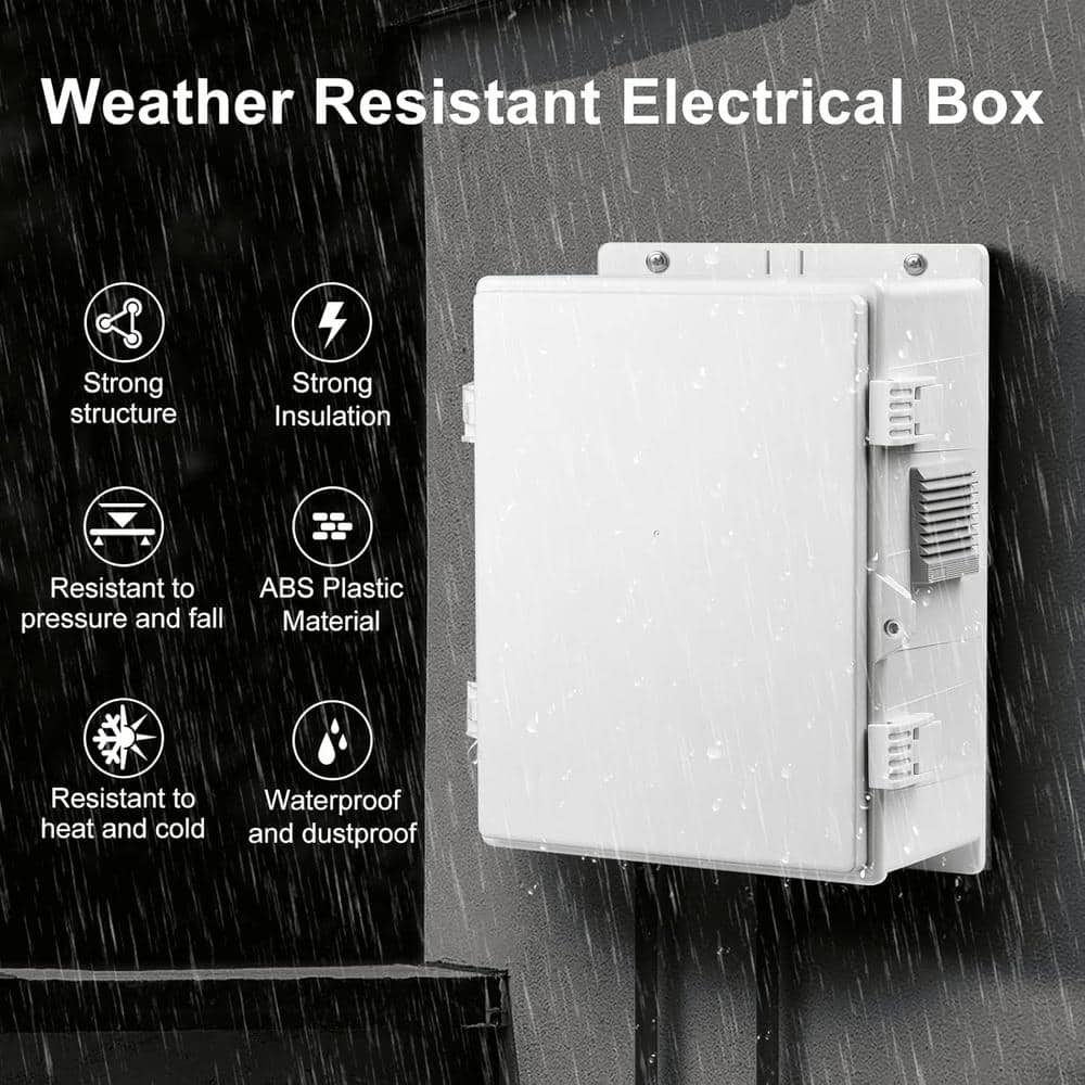 Yichuhaoxi Outdoor Electrical Junction Box, ABS Water Resistant Enclosure with Internal Mounting Panel and Hinged Cover (2)