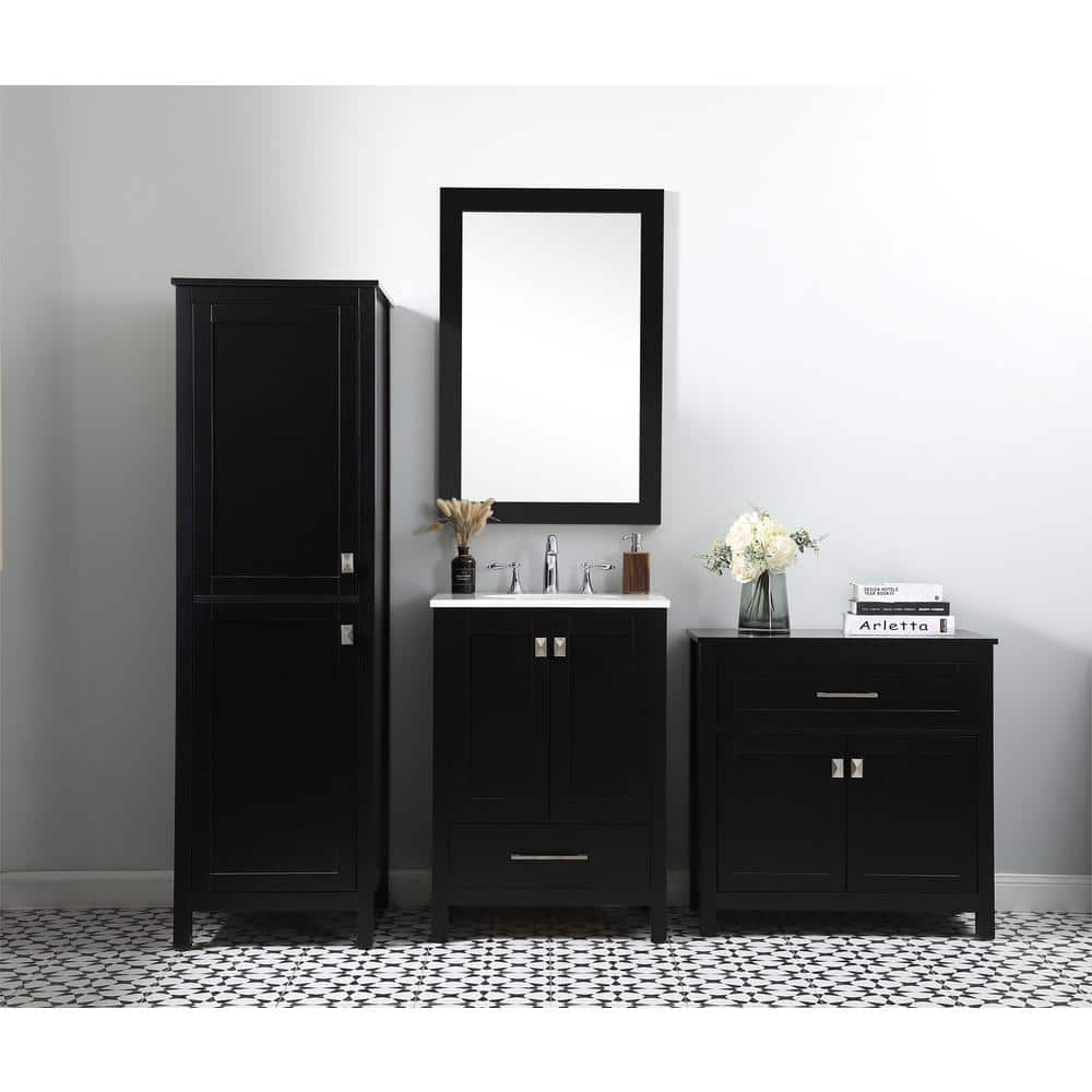 Unbranded Timeless Home 20 in. W x 22 in. D x 65 in. H Black Freestanding Linen Cabinet (2)