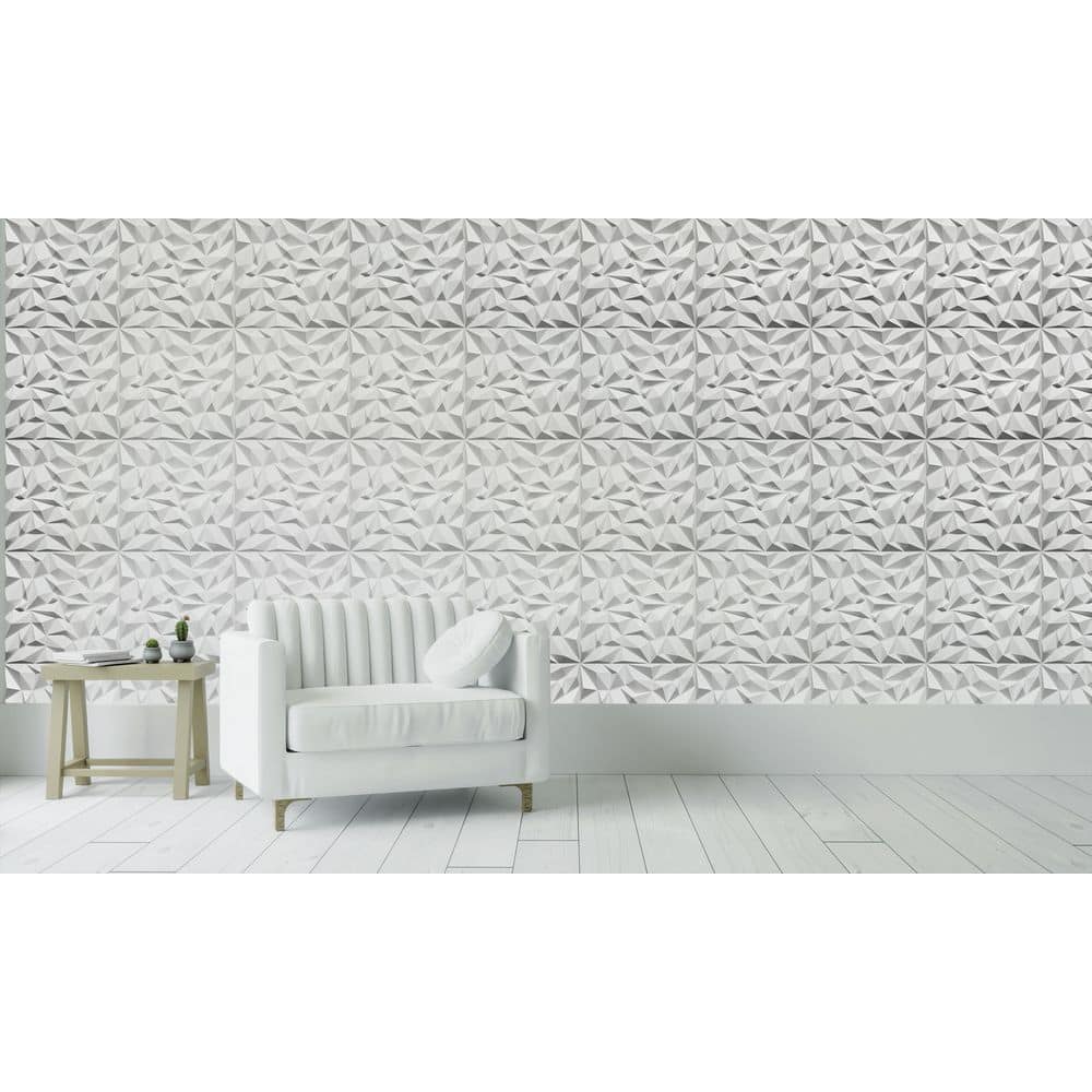 Dundee Deco Falkirk Ross 2/25 in. x 19.7 in. x 19.7 in. White PVC Diamond 3D Decorative Wall Panel 5-Pack (3)