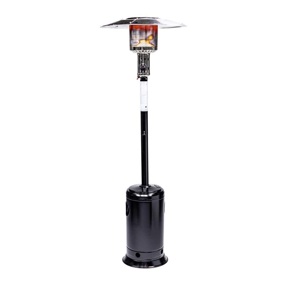 Wildaven 47,000 BTU Outdoor Patio Propane Heater with Portable Wheels, Standing Gas Outside Heater Stainless Steel Burner-Black
