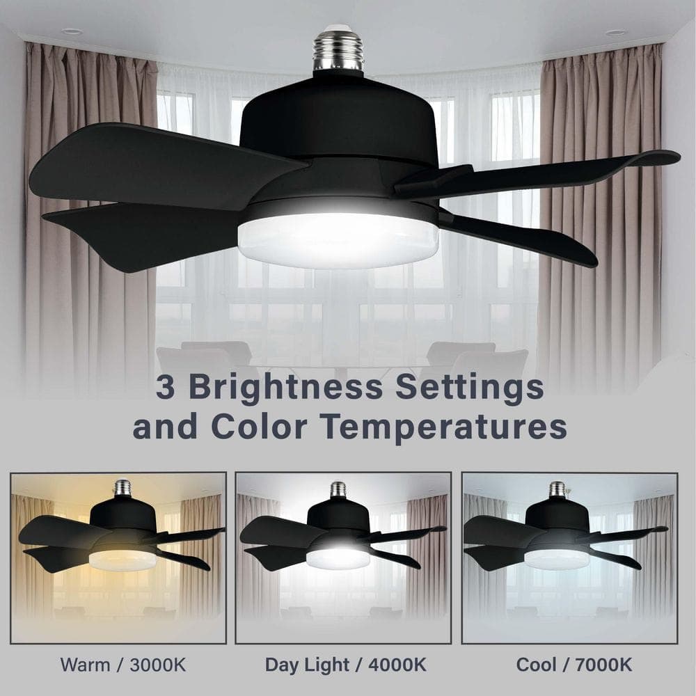 Bell + Howell 15.7 in. Indoor Matte Black Ceiling Fan with Remote, RGB CCT LED Light, Socket (4)