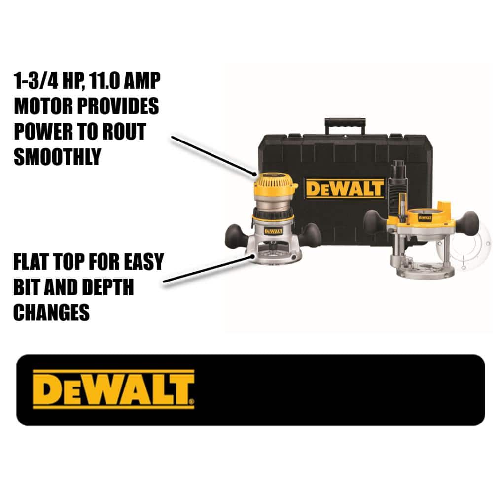 DEWALT 11 Amp Corded 1-3/4 Horsepower Fixed Base / Plunge Router Combo Kit (2)