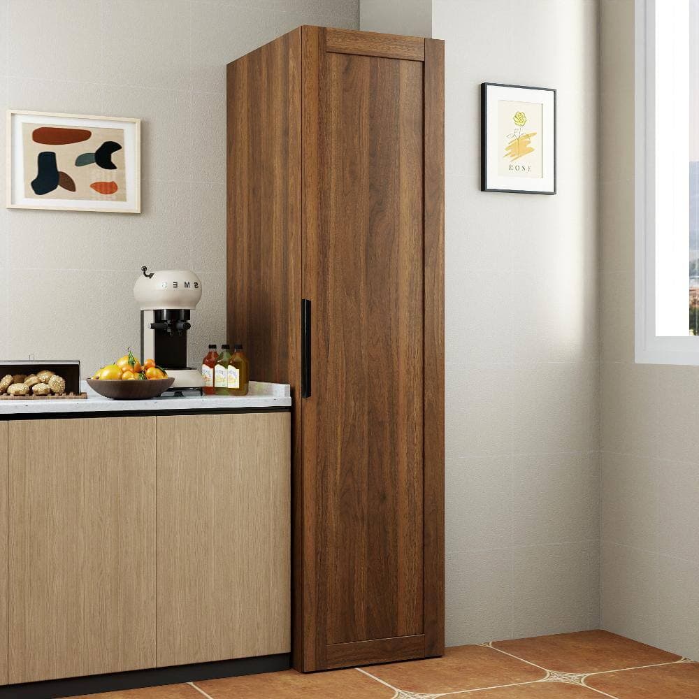 COWLOWN 15.67 in. W x 21.65 in. D x 62.99 in. H Brown Linen Cabinet with Doors & Shelves (2)