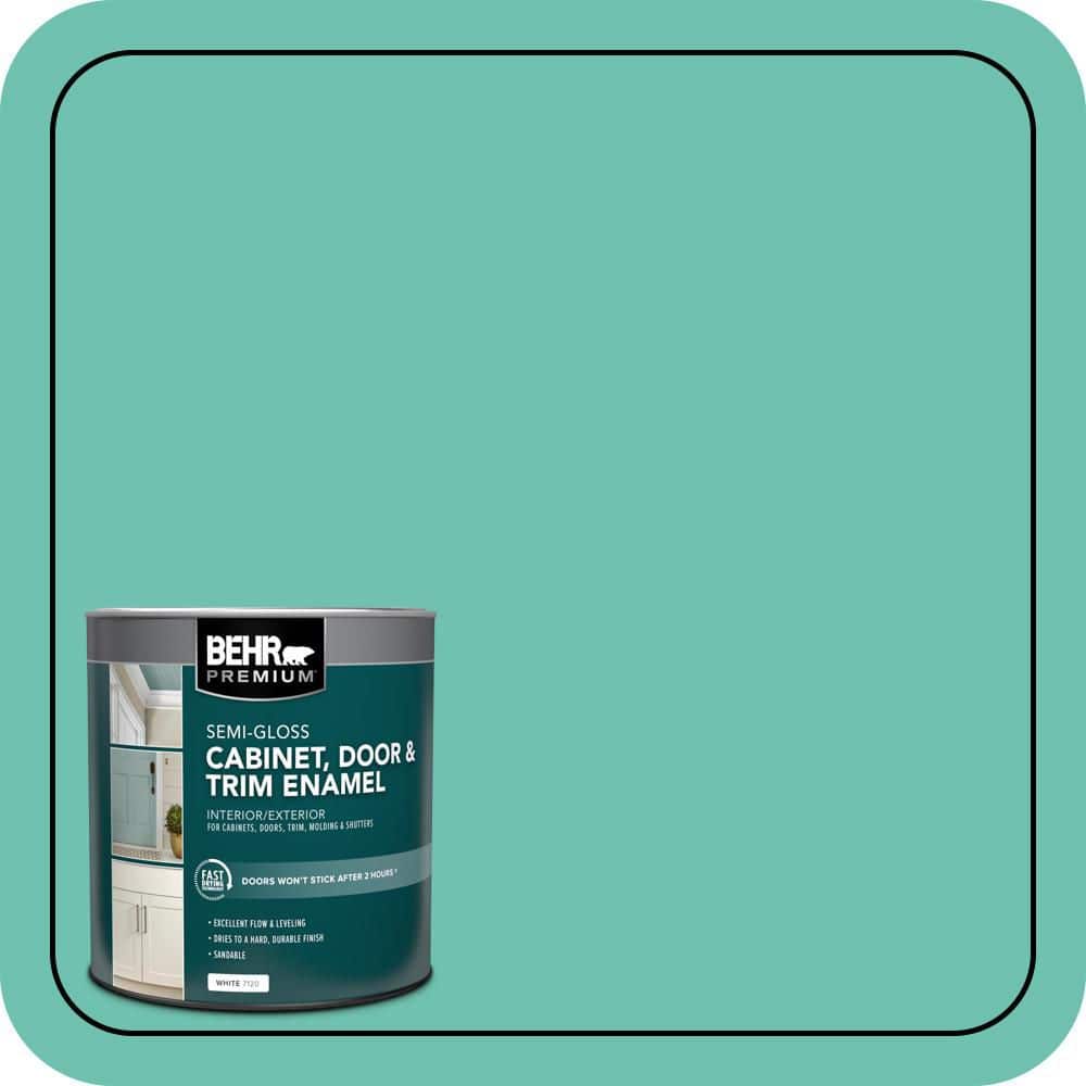 BEHR PREMIUM 1 qt. #P440-4 March Aquamarine Semi-Gloss Enamel Interior/Exterior Cabinet, Door & Trim Paint
