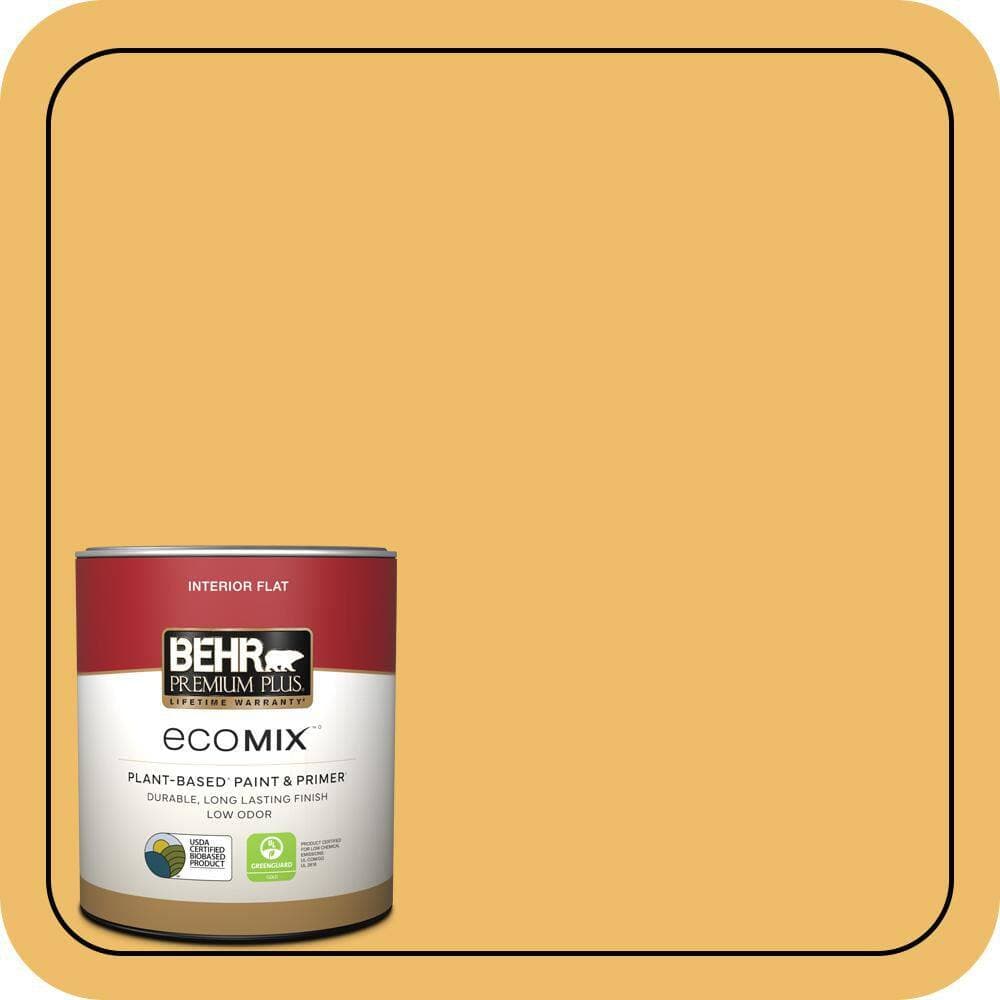 BEHR PREMIUM PLUS 1 qt. Home Decorators #HDC-MD-24 Luscious Lemon Flat EcoMix Plant-Based Interior Paint & Primer (1)