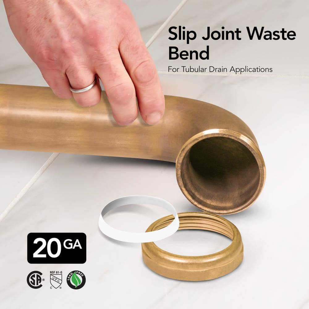 PLUMBFLEX 1-1/2 in. x 24 in. Brass Slip Joint Waste Bend for Tubular Drain Applications, 20GA (2)