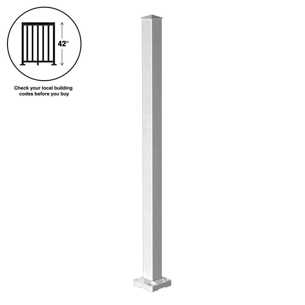 PEAK Aluminum Railing 42 in. H x 4 in. W Aluminum Deck Railing Stair Post for 42 in. High System White (1)