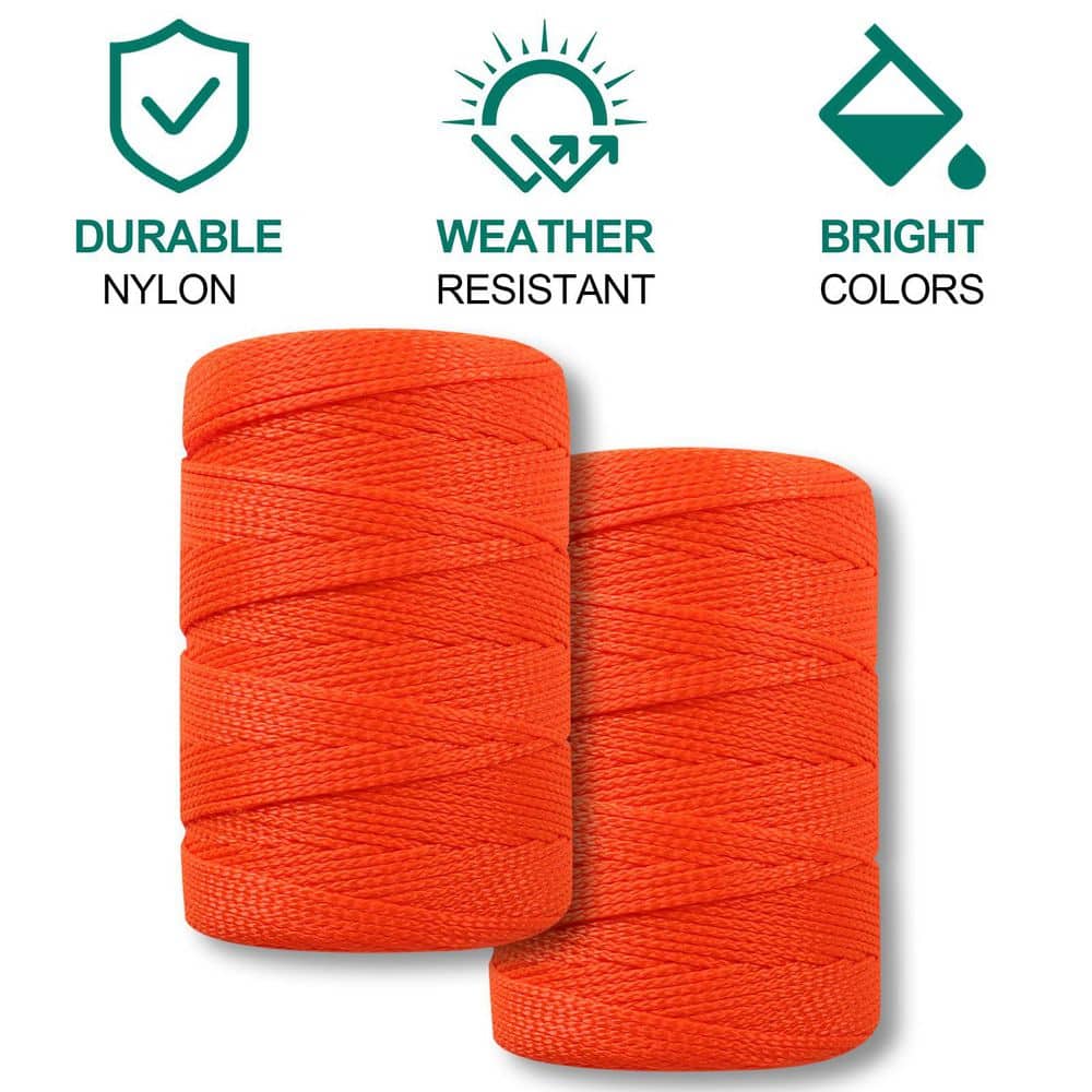 NVNOO 500 ft. Orange Mason Line for Gardening Twine, Braided Mason Line, Construction and Masonry String (1-Pack) (3)