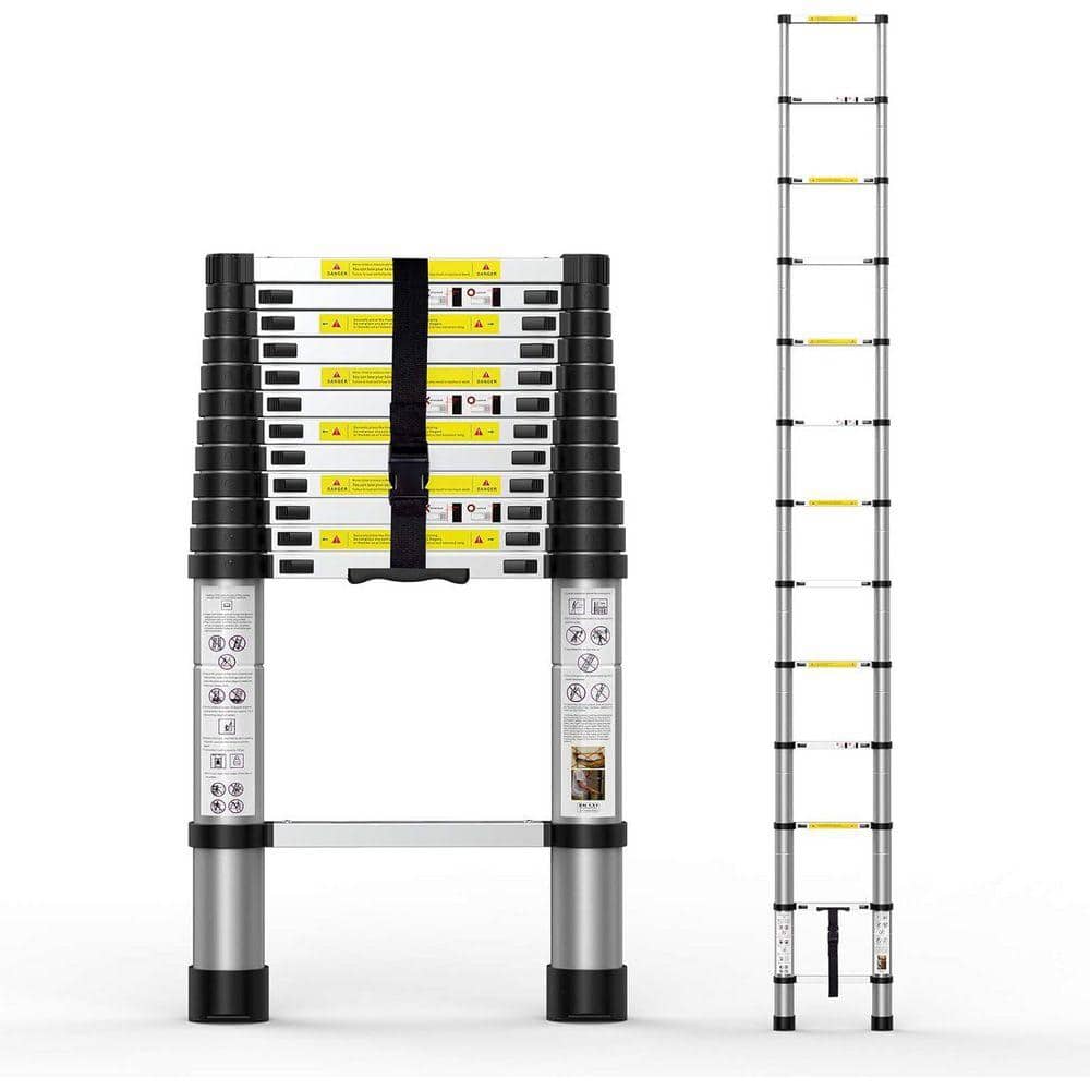 KIWDZFU 12.5ft Aluminum Telescoping Extension Ladder with Carry Bag