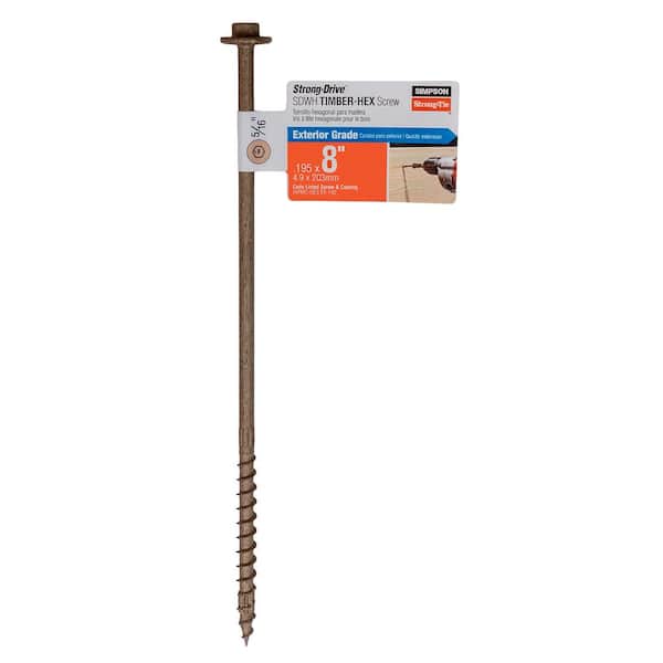 Simpson Strong-Tie 0.195 in. x 8 in. 5/16 Hex, Washer Head, Strong-Drive SDWH Timber-Hex Wood Screw, DB Coating in Tan (2)