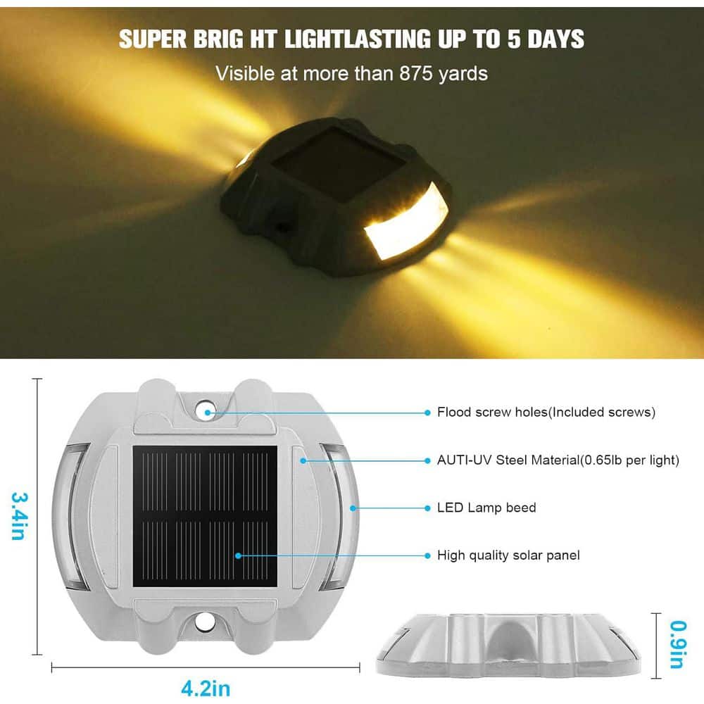 Afoxsos Solar Deck Lights IP67 Waterproof Outdoor Step Lights Warm White 8-Pack for Driveway Sidewalk Pathway Yard (2)
