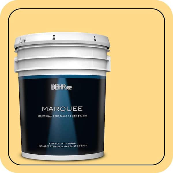 BEHR MARQUEE 5 gal. #P280-4 Surfboard Yellow Satin Enamel Exterior Paint & Primer (2)