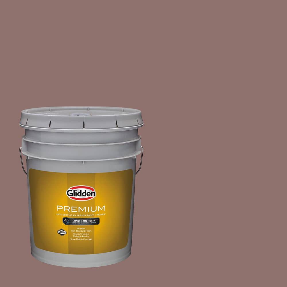 Glidden Premium 5 gal. PPG1054-6 Oakwood Brown Semi-Gloss Exterior Latex Paint