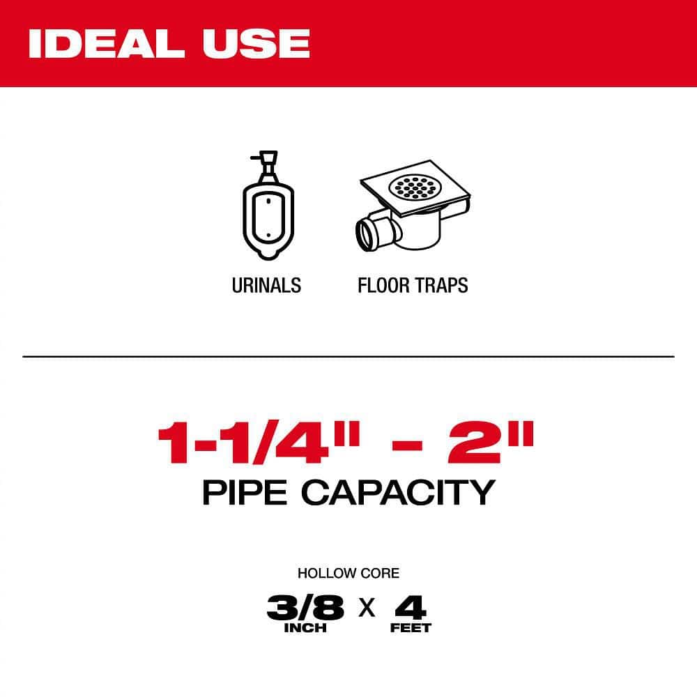 Milwaukee M12 Trap Snake 12V Lithium-Ion Cordless 4 ft. Urinal Auger Drain Cleaning Kit (3)