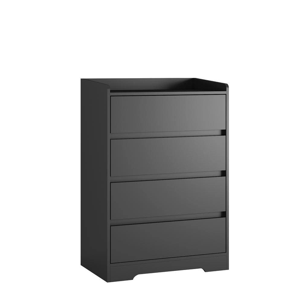 Unbranded 25.59 in. W x 15.75 in. D x 38.38 in. H Black Wood Sideboard Storage Cabinet Linen Cabinet with 4 Drawers (2)