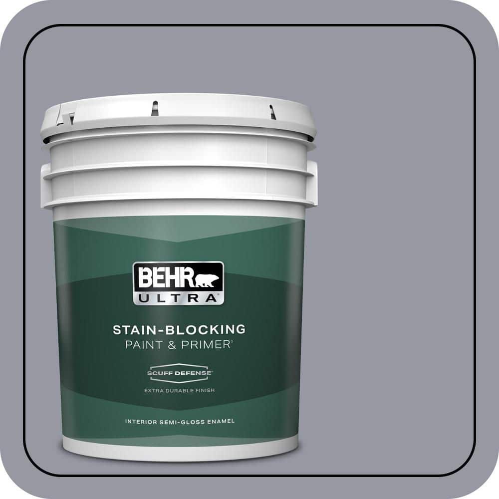 BEHR ULTRA 5 gal. #N540-4 Silhouette Extra Durable Semi-Gloss Enamel Interior Paint & Primer