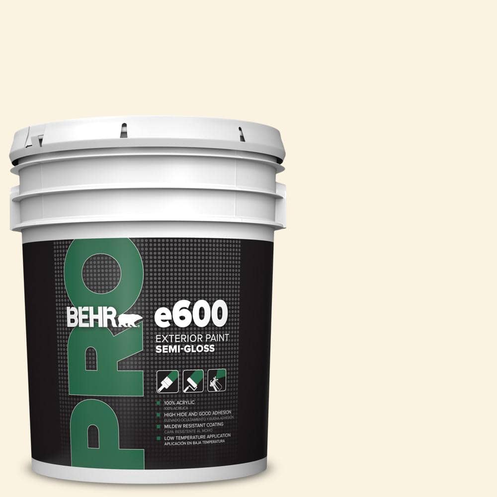 BEHR PRO 5 gal. #W-D-710 Creamy White Semi-Gloss Exterior Paint