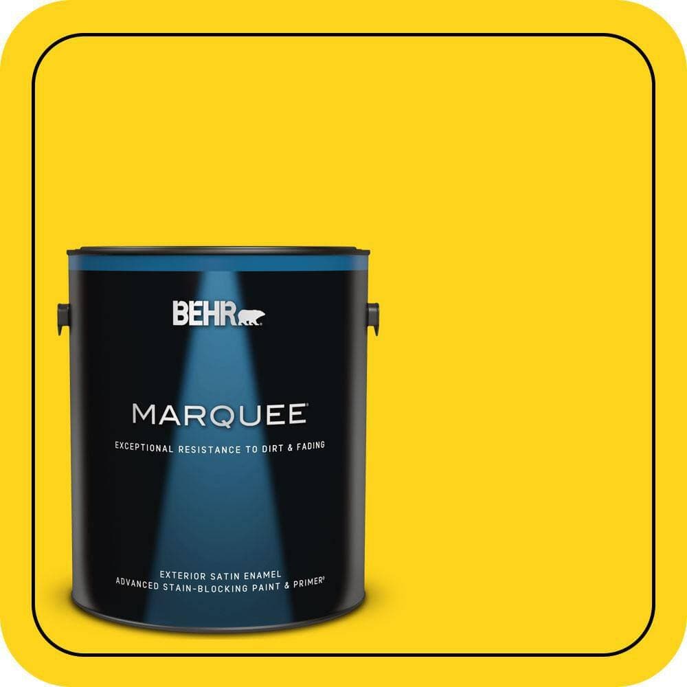 BEHR MARQUEE 1 gal. #S-G-390 Lemon Zest Satin Enamel Exterior Paint & Primer