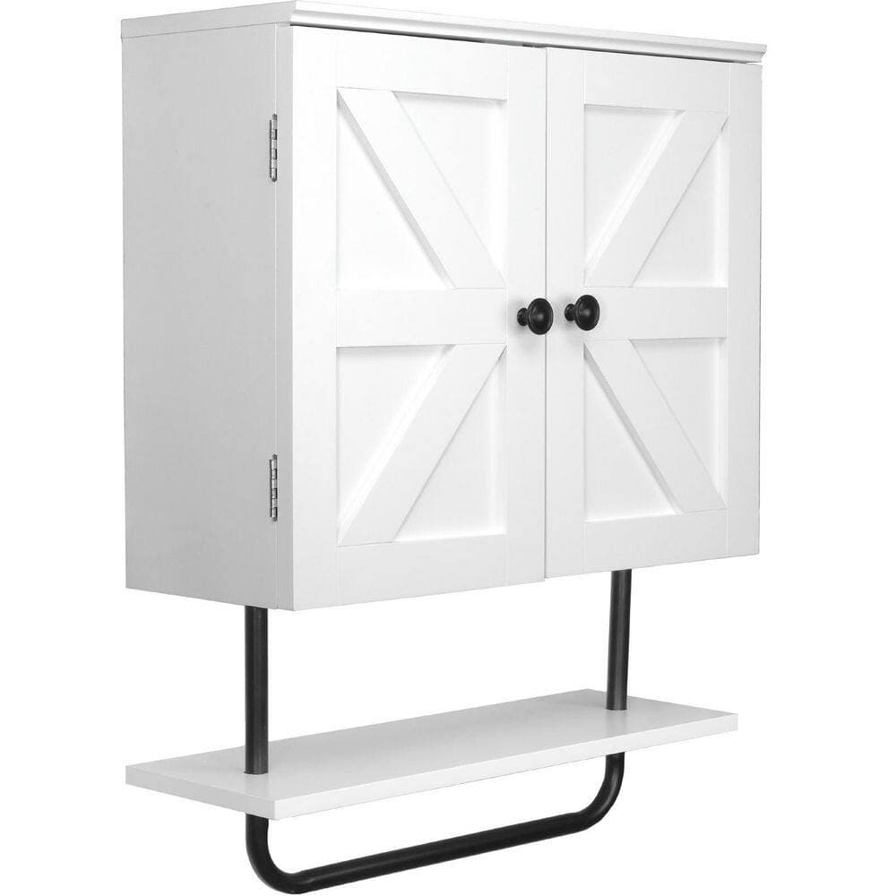 EXCELLO GLOBAL PRODUCTS Excello 22 in. W x 27.5 in. H x 8 in. D Barndoor Stock Ready to Assemble Bathroom Wall Cabinet in White (2)