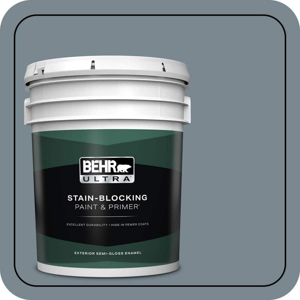 BEHR ULTRA 5 gal. #N470-5 Norwegian Blue Semi-Gloss Enamel Exterior Paint & Primer