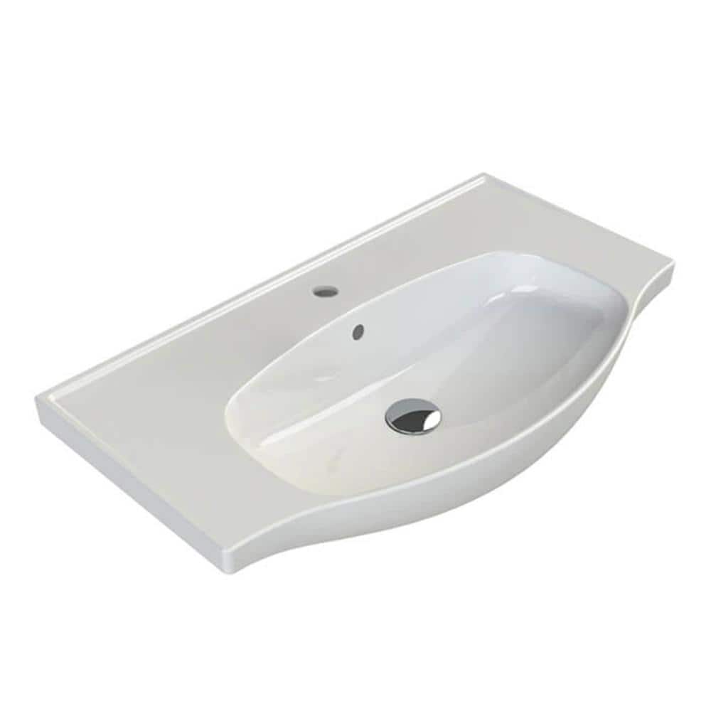 Nameeks Lila Rectangular Wall Mounted Bathroom Sink in White (1)