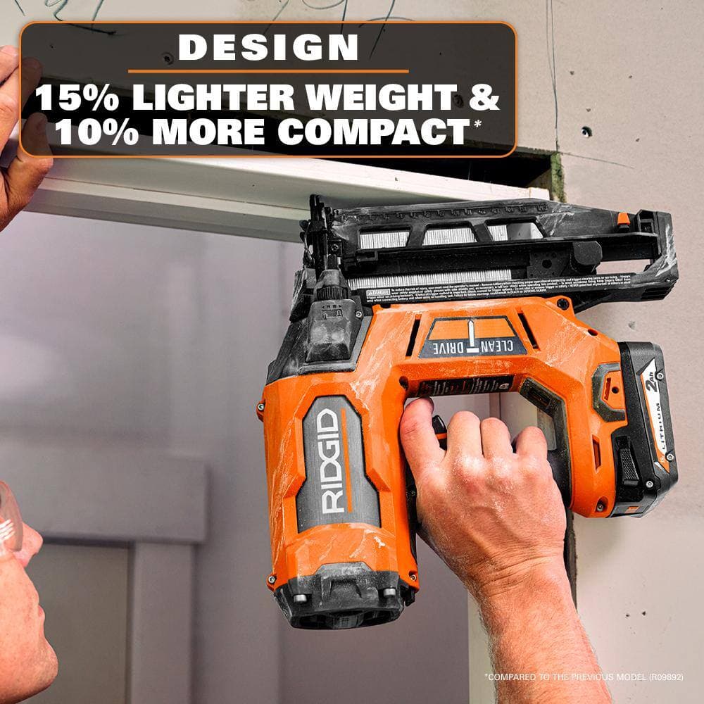 RIDGID V Brushless Cordless 2-1/2 in. Finish Nailer with V 8.0 Ah Max Output EXP Battery (2-Pack) (4)