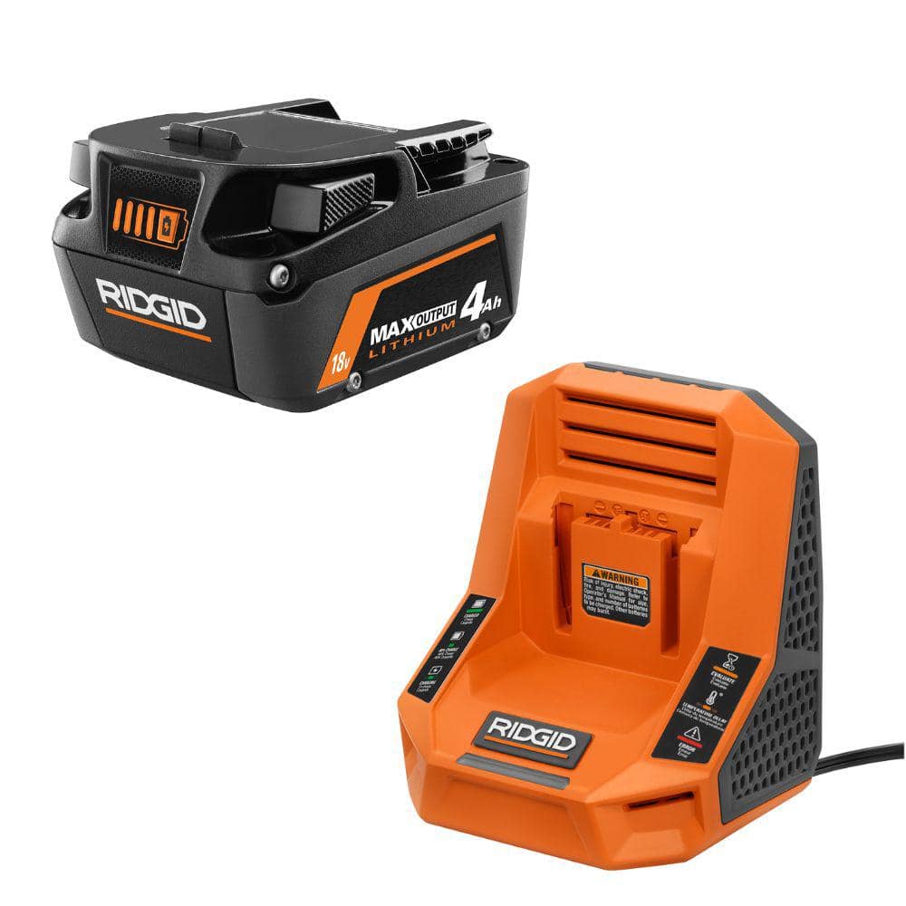 RIDGID 18V 4.0 Ah MAX Output Starter Kit with Rapid Charger (1)
